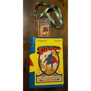 DC Comics SUPERMAN 90th Anniversary AMC Popcorn Bucket Tin & Lanyard BUNDLE